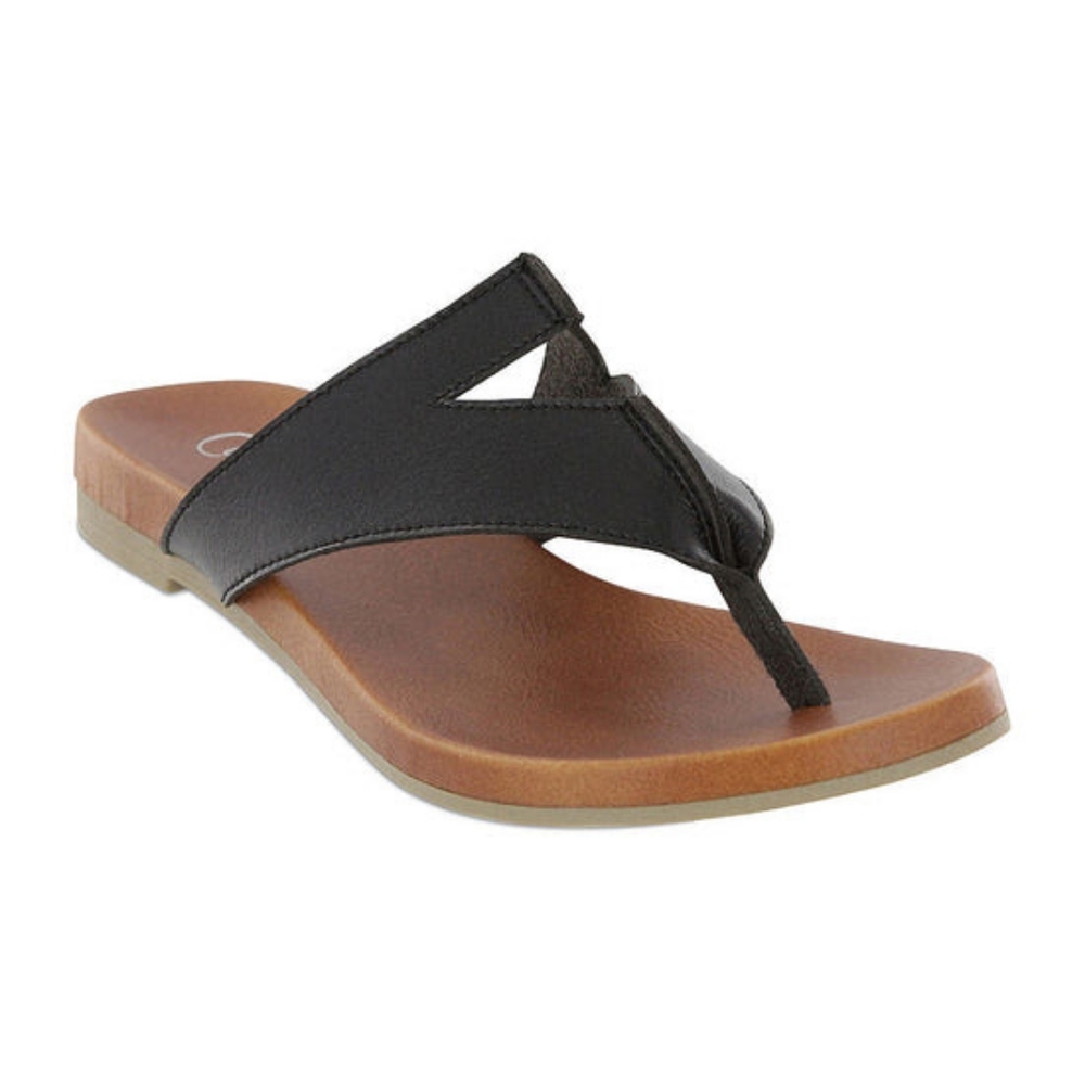 Mia Amore Patriciaa Black Slip On Thong Memory Foam Sandals Women's Size 8.5 M